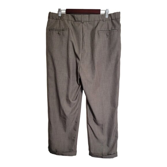 Adjust A Band Pleated Pants Brown 38S  Polyester Stretch Waistband - Picture 2 of 9